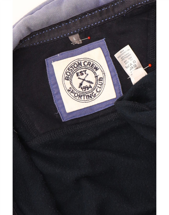 Boston Crew - Chaqueta de chándal para hombre, talla grande, algodón azul marino