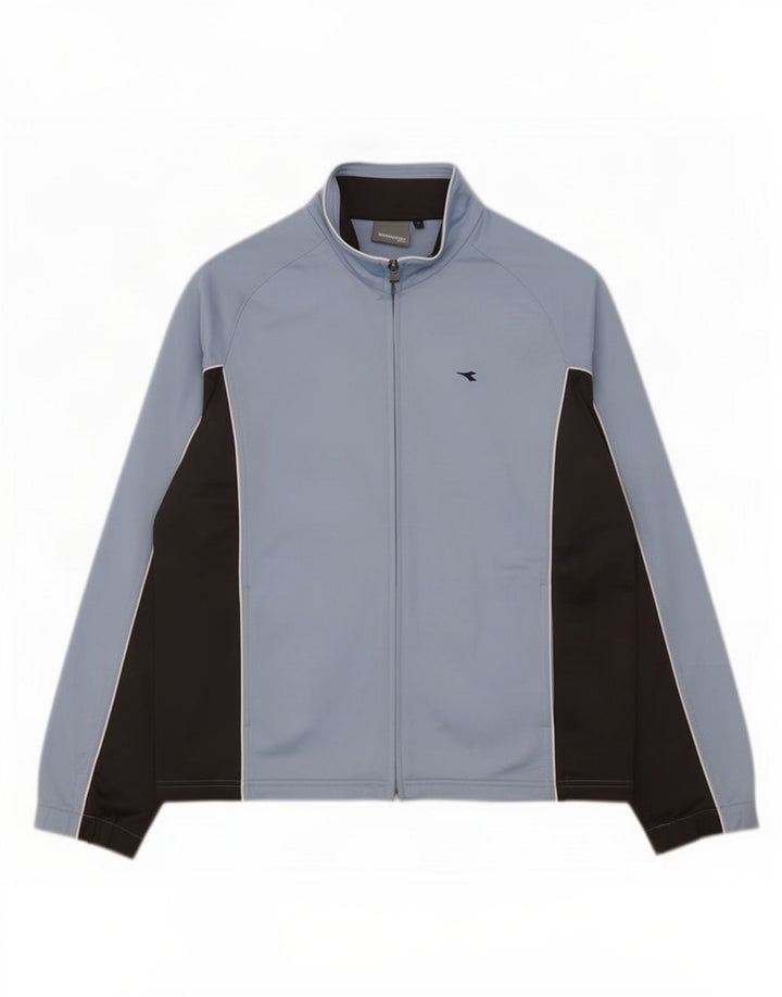 Diadora Mujer Chándal Top Chaqueta UK 46 Grande Azul Colorblock Poliéster