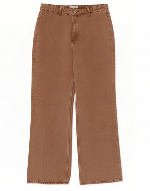 Zara Jeans De Pierna Ancha Para Mujer EU 44 XL W32 L31 Algodón Marrón