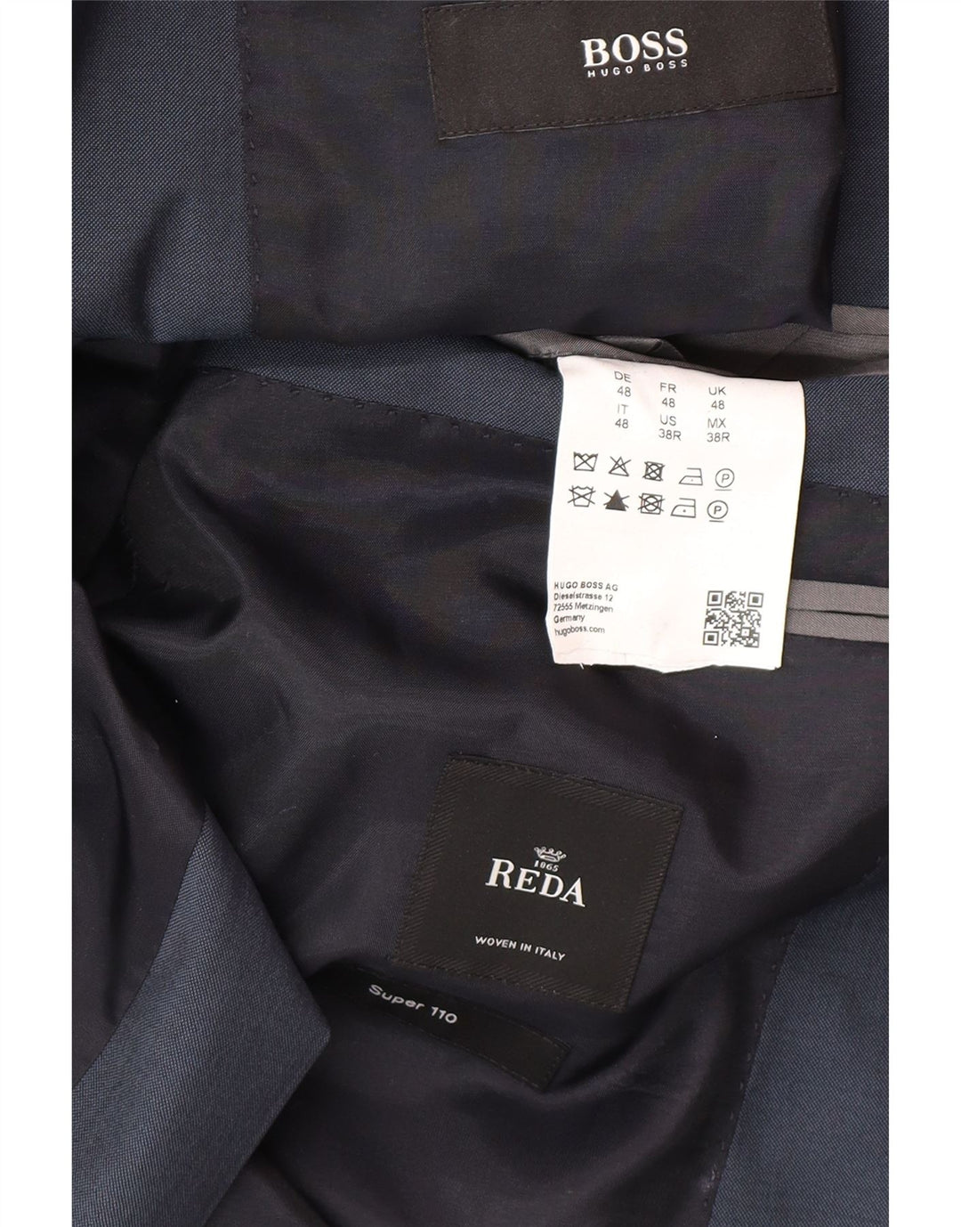 Hugo Boss Chaqueta tipo blazer de 2 botones para hombre IT 48 Lana azul marino mediana
