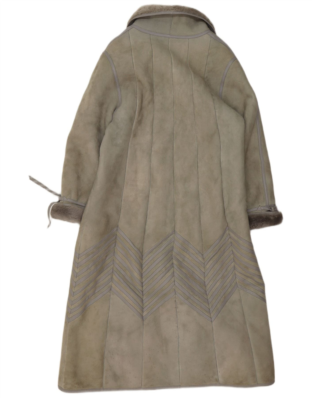 Vintage mujer shearling abrigo EU 40 piel de cordero gris medio