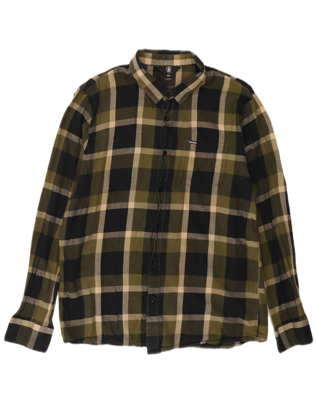 VOLCOM Camisa De Franela Grande De Algodón A Cuadros Caqui Hombre