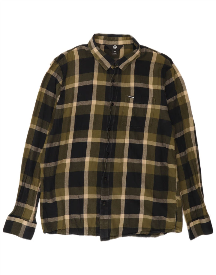 VOLCOM Camisa De Franela Grande De Algodón A Cuadros Caqui Hombre