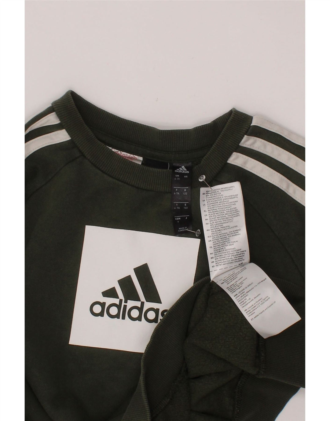 ADIDAS Sudadera con gráfico para niño, jersey, 6-7 años, algodón caqui