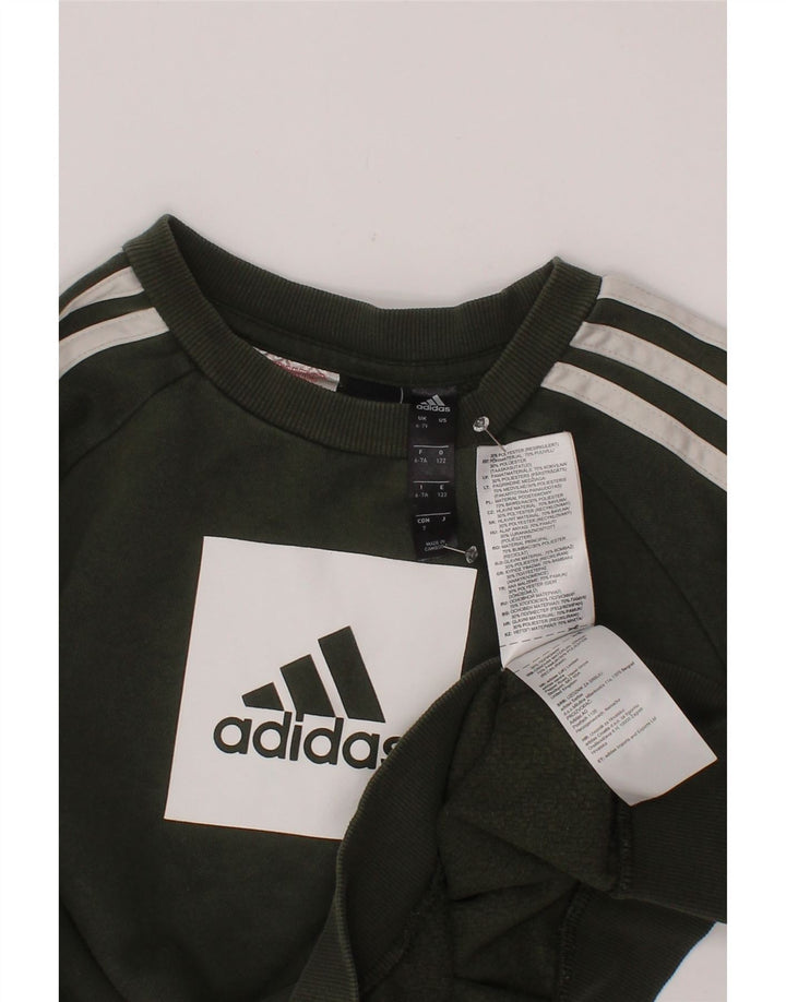 ADIDAS Sudadera con gráfico para niño, jersey, 6-7 años, algodón caqui