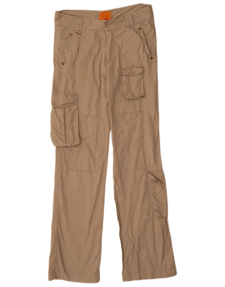 Vintage hombres pantalones cargo rectos IT 46 Pequeño W32 L34 Algodón Beige