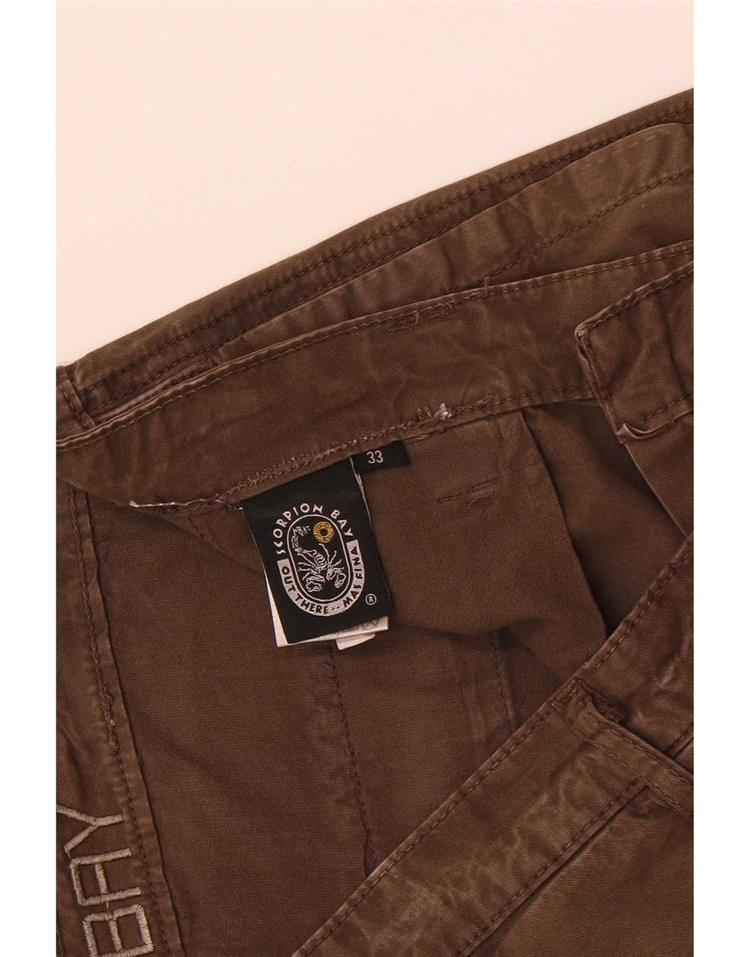 Scorpion Bay Pantalones cortos chinos regulares para hombre W33 Algodón marrón medio