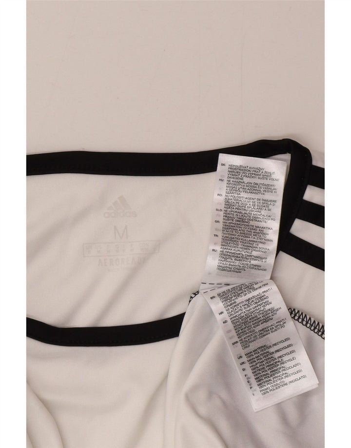 Adidas Hombre Aeroready Camiseta Superior Medio Blanco Colorblock Poliéster