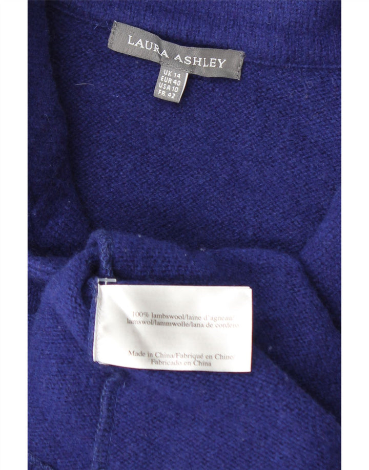 Laura Ashley Chaqueta Blazer de 4 Botones para Mujer UK 44 Lana Azul Mediana