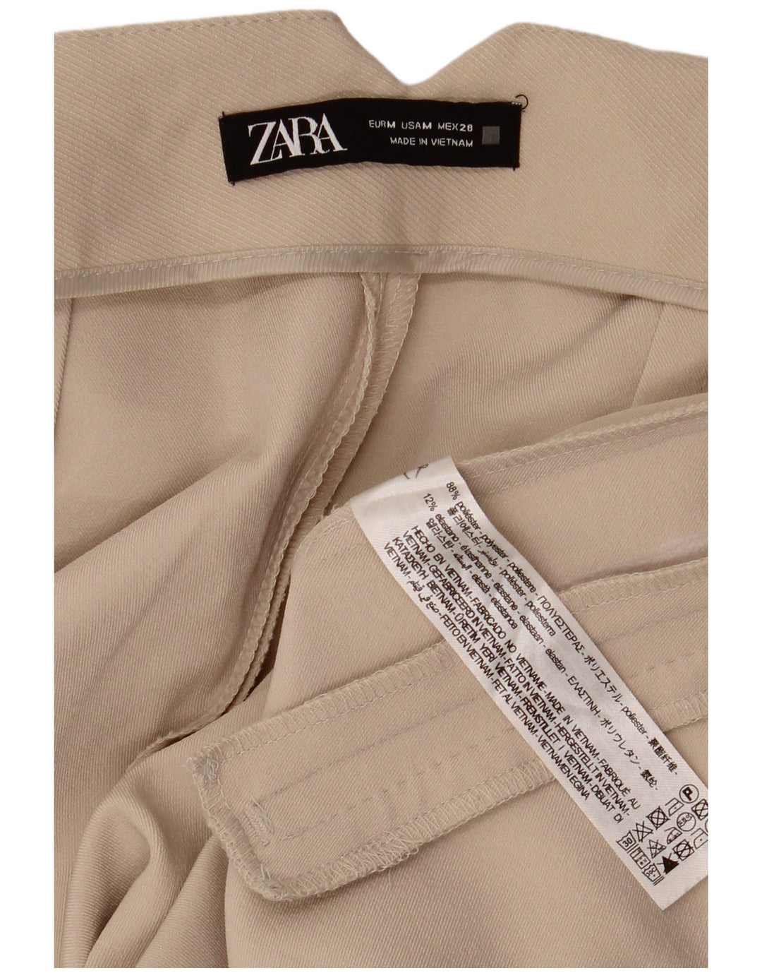 Zara Mujer Pantalones Cortos De Pierna Ancha Mediano W28 L26 Poliéster Beige