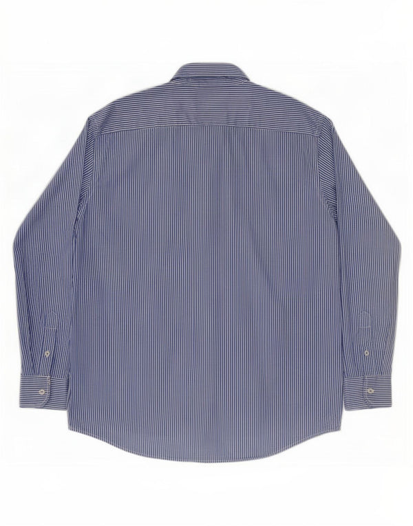 American Eagle Camisa de corte vintage para hombre de algodón a rayas azules grandes