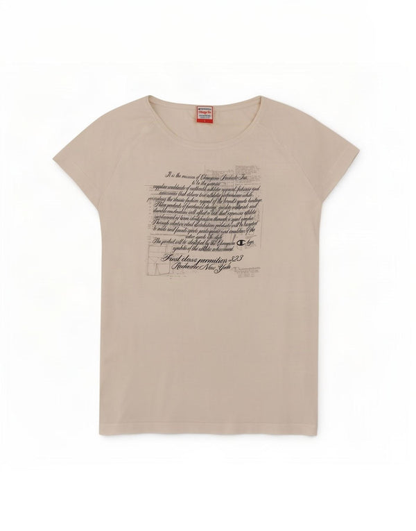 Champion Heritage Fit Graphic Camiseta para Mujer UK 40 Grande Algodón Blanco
