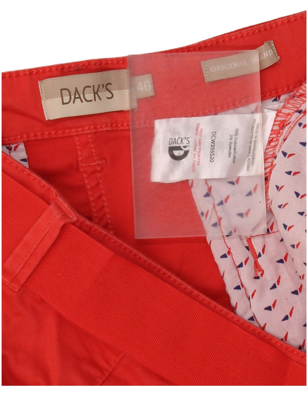 Dack's Pantalones cortos chinos de ajuste regular para mujer IT 46 Large W34 Algodón rojo