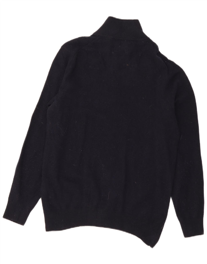 Gant Jersey con cuello y cremallera para hombre, suéter grande de lana azul marino