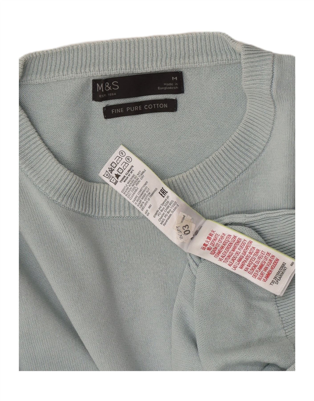 Marks & Spencer Jersey de cuello redondo para hombre de algodón azul medio