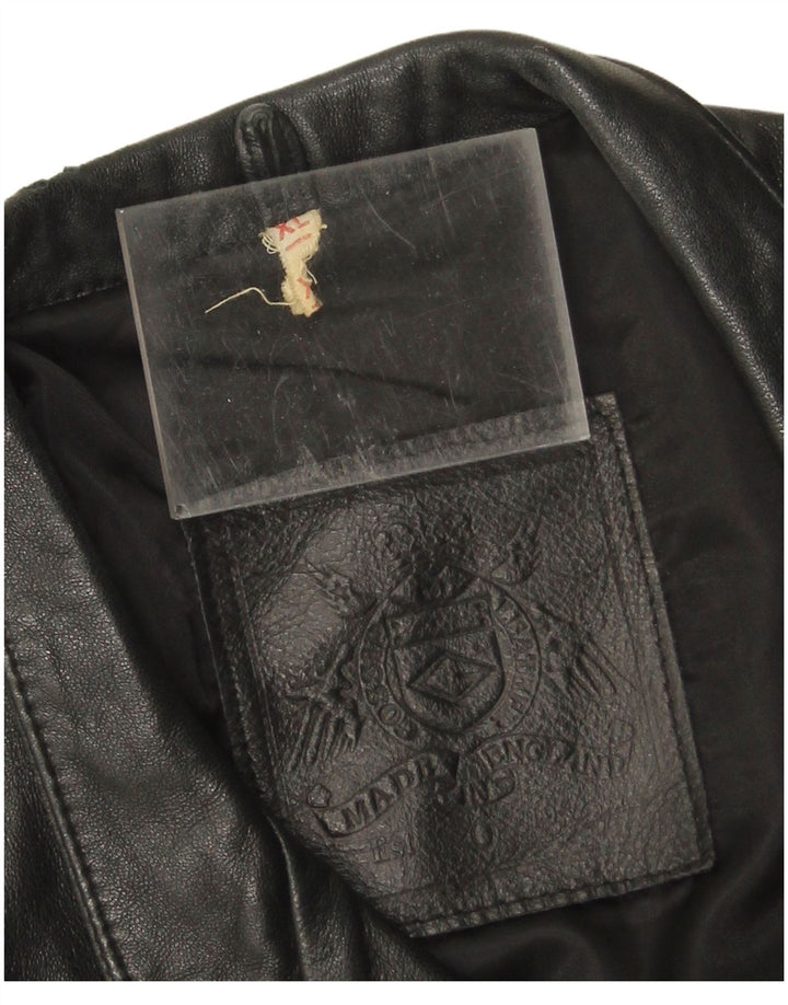 Vintage mujer cuero abrigo Reino Unido 18 XL cuero negro