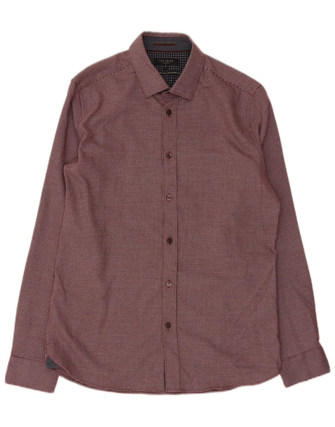 Ted Baker Camisa de corte regular para hombre Talla 3 Poliéster geométrico burdeos mediano