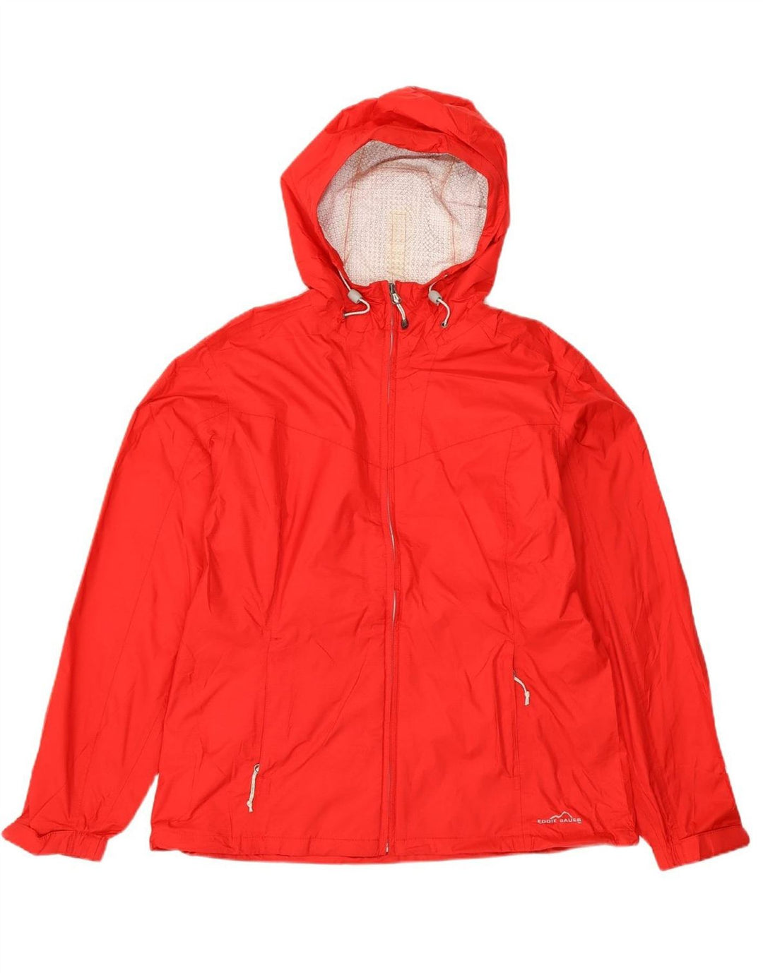 EDDIE BAUER Womens Hooded Rain Jacket UK 16 Large Red Nylon