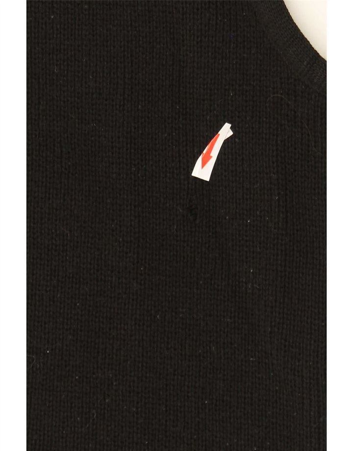 Vintage hombres sin mangas Cardigan suéter medio negro geométrico