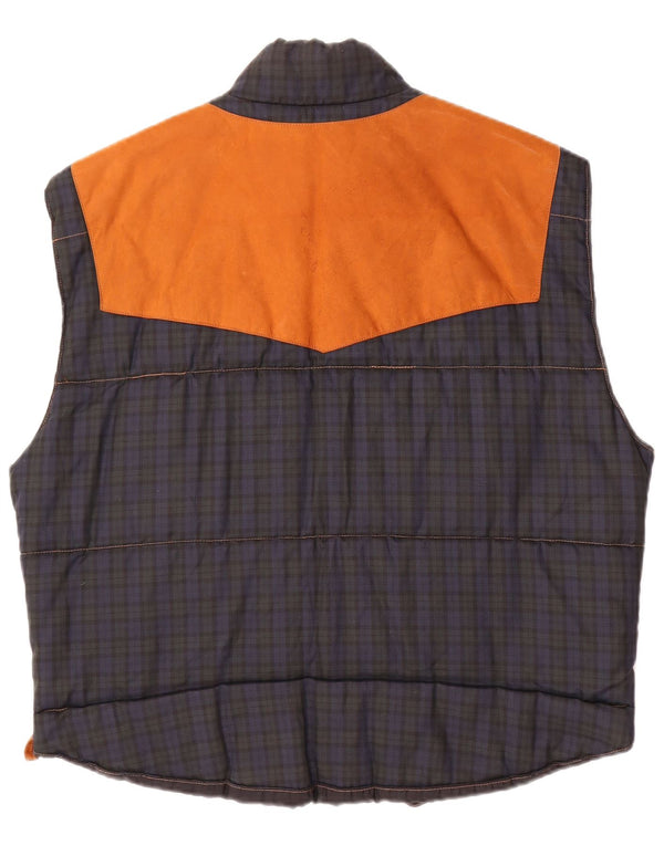 Vintage Mens Riding Padded Gilet UK 42 XL Beige Check