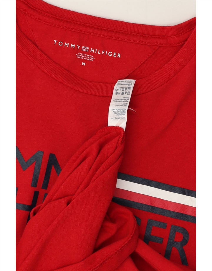 TOMMY HILFIGER Mens Graphic T-Shirt Top Medium Red Cotton Vintage Tommy Hilfiger and Second-Hand Tommy Hilfiger from Messina Hembry 