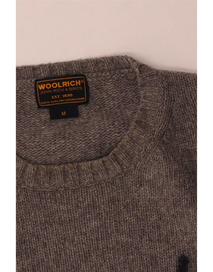 Woolrich Hombre Jersey Gráfico Jersey De Lana Moteada Gris Medio