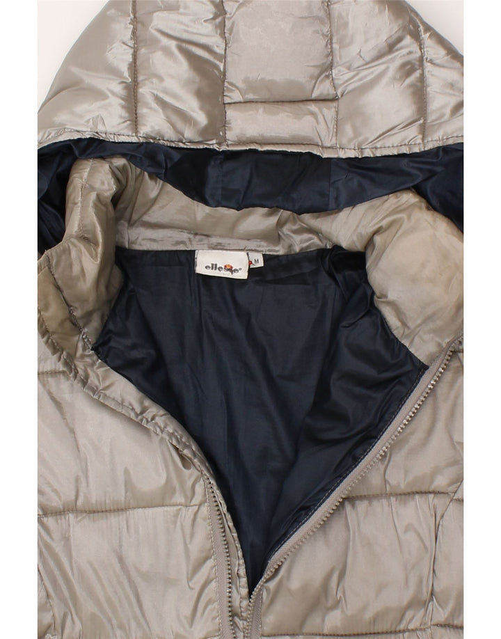 ELLESSE Womens Hooded Padded Jacket UK 14 Medium Grey Polyester Vintage Ellesse and Second-Hand Ellesse from Messina Hembry 