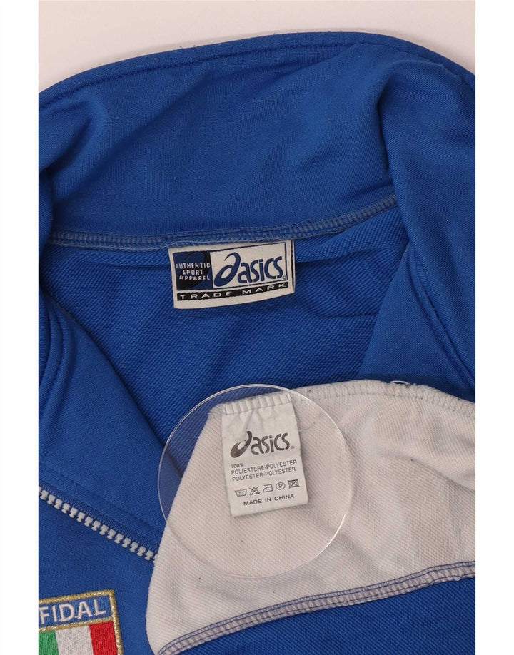 Asics Hombre Zip Neck Graphic Pullover Chándal Top Grande Azul Colorblock
