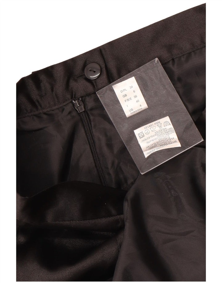 Vintage Mujer Maxi Falda Reino Unido 6 XS W24 Poliéster Negro