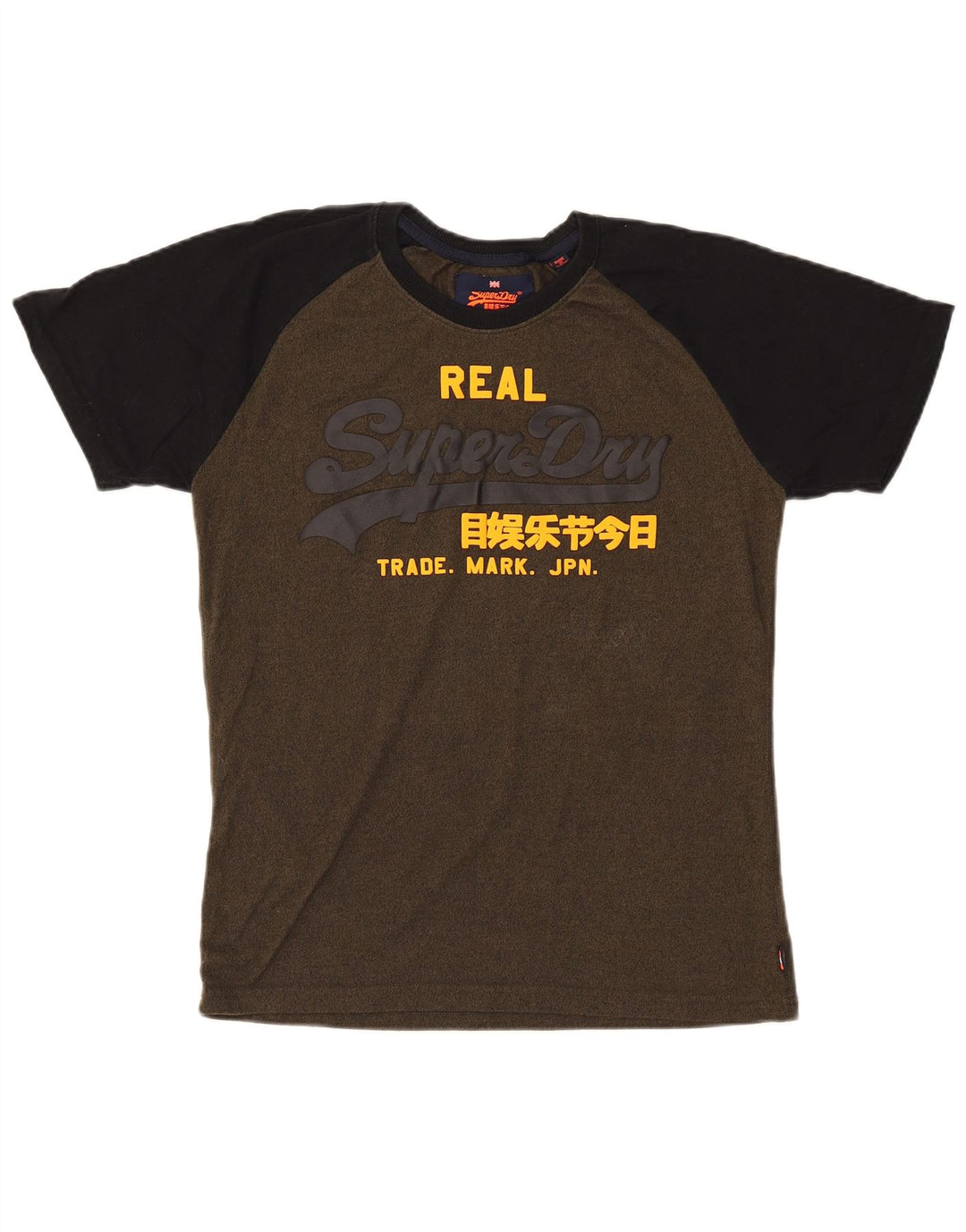 Superdry Camiseta gráfica de algodón color block en color caqui medio