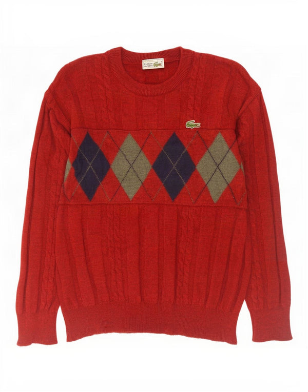 Lacoste Jersey de cuello redondo para hombre talla 6 XL rojo Argyle/Diamond lana nueva