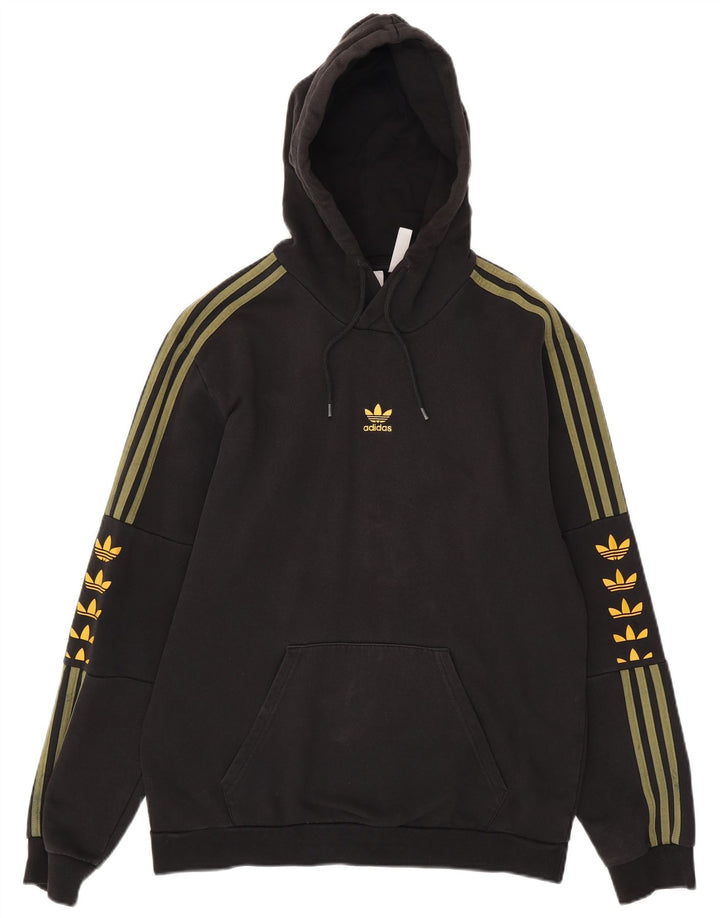 ADIDAS Sudadera con capucha gráfica para hombre Jersey mediano de algodón negro