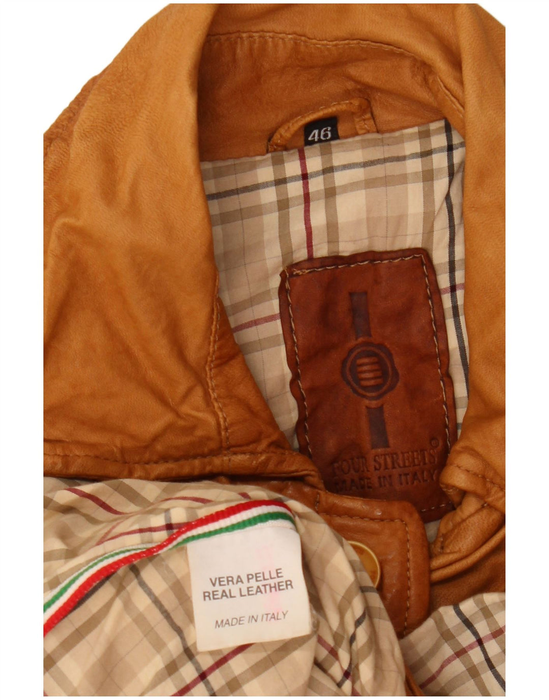 Chaqueta de cuero vintage para mujer IT 46 cuero marrón grande