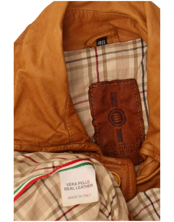 Chaqueta de cuero vintage para mujer IT 46 cuero marrón grande