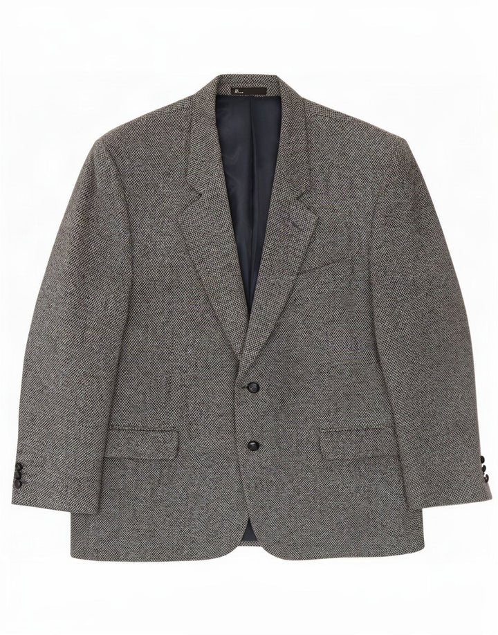 Bhs Chaqueta tipo blazer Harris Tweed de 2 botones para hombre UK 46 3XL Lana gris