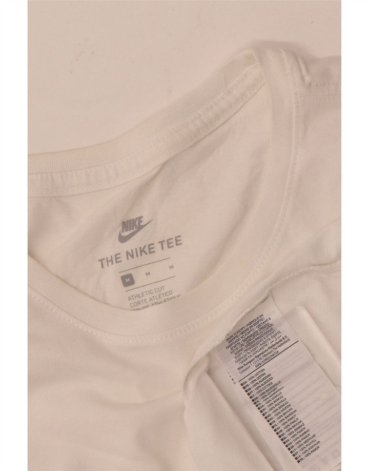Nike Camiseta de corte atlético para hombre Top de algodón blanco mediano