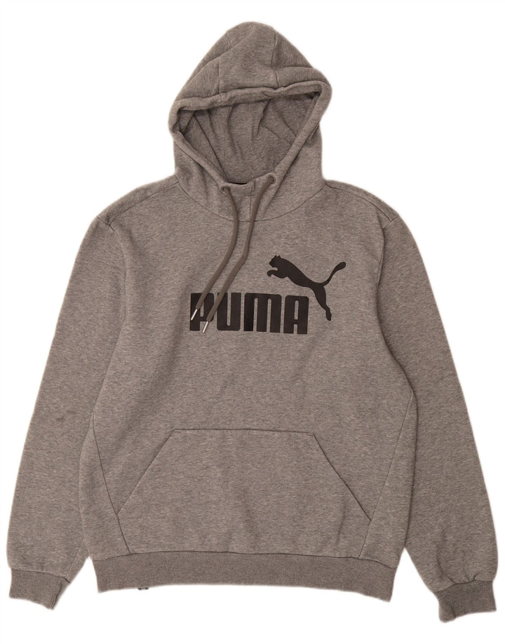PUMA Jersey con capucha gráfica para hombre de algodón gris medio
