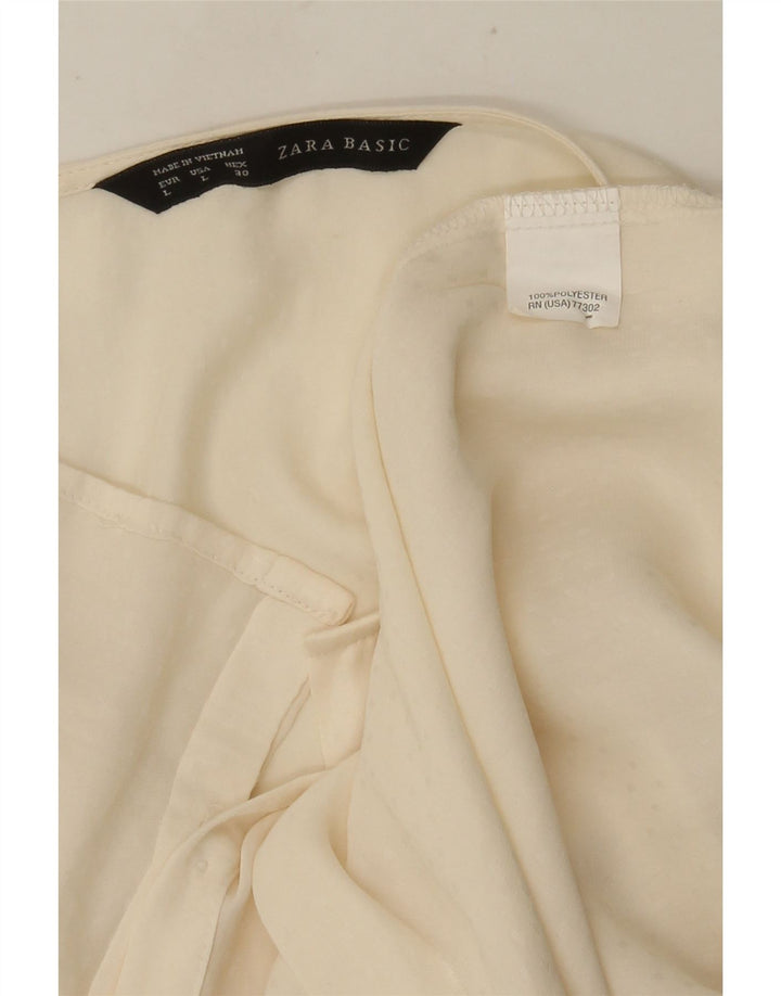 Zara Blusa tipo camisa sin mangas para mujer UK 46 Large Off White Poliéster