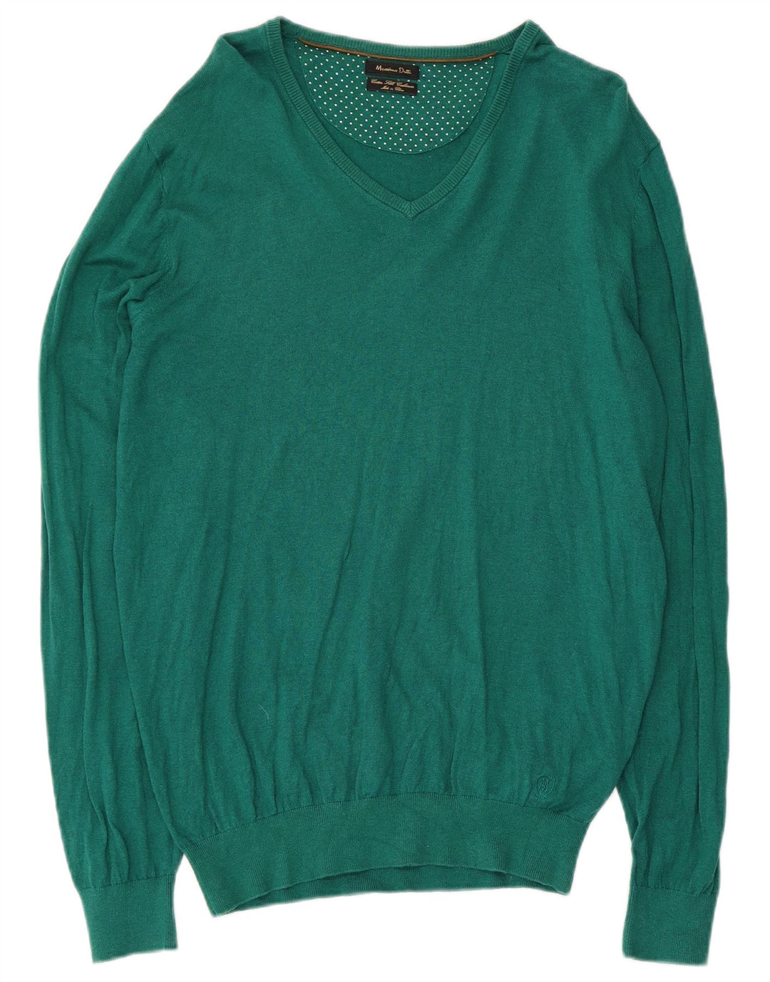 Massimo Dutti Jersey Cuello Pico Hombre Large Verde Algodón