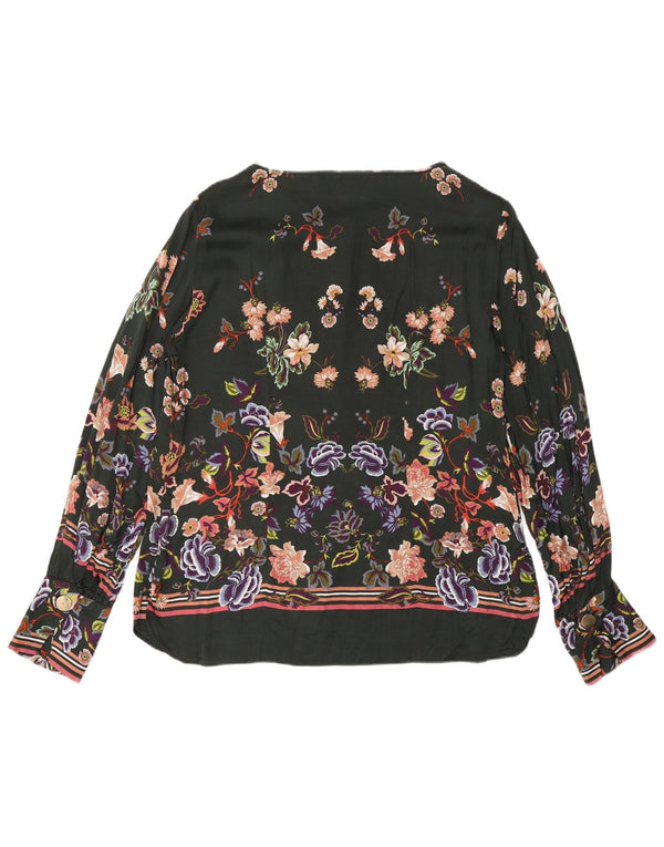 Massimo Dutti Blusa Manga Larga Mujer Top EU 40 Verde Medio Floral