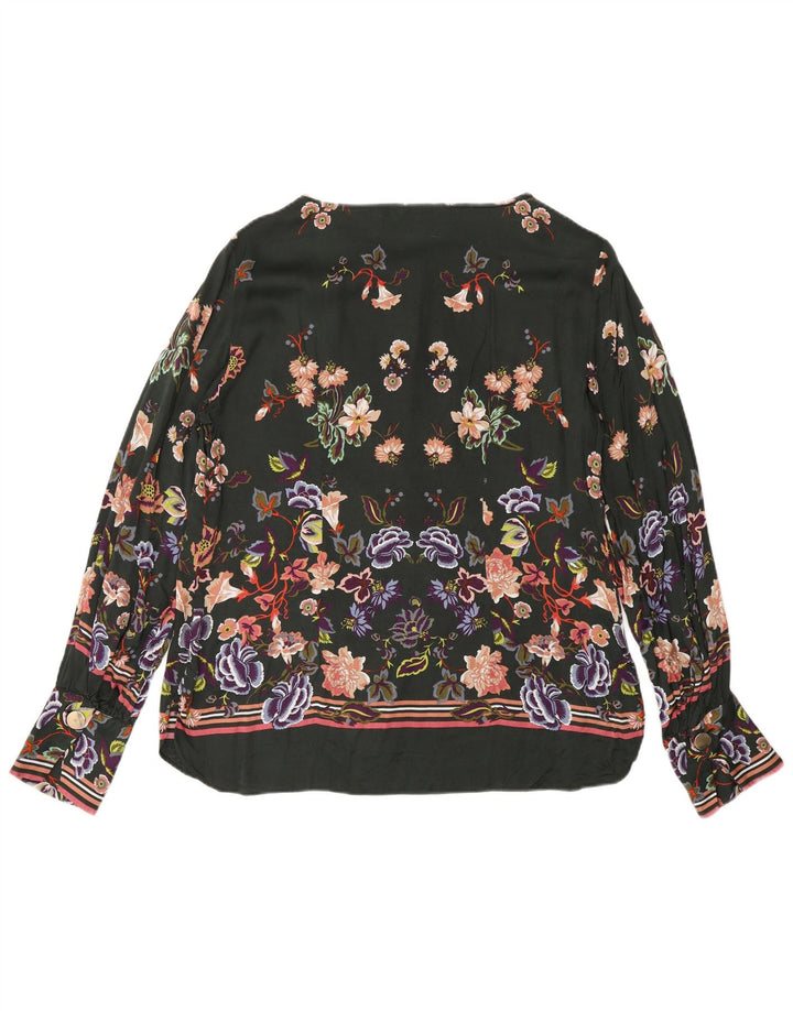 Massimo Dutti Blusa Manga Larga Mujer Top EU 40 Verde Medio Floral