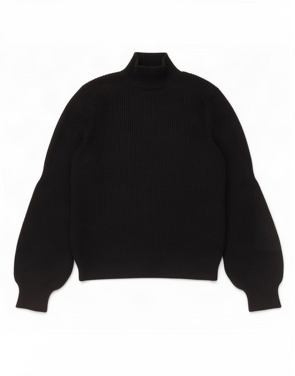 Zara Mujer Crop Turtle Neck Jumper Sweater UK 44 Large Viscosa Negra