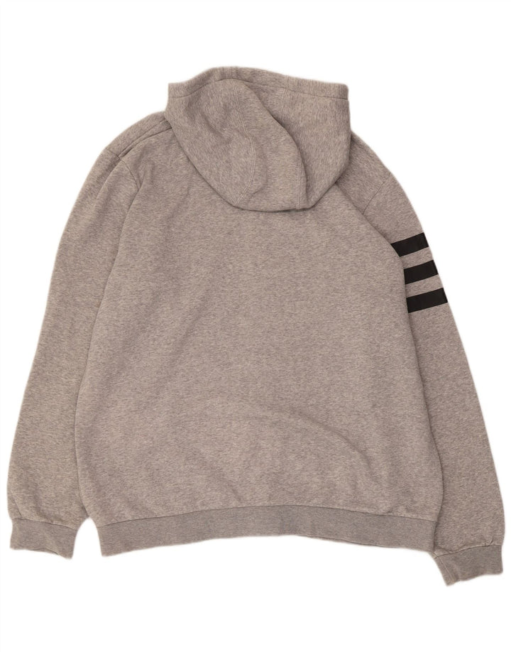 ADIDAS Suéter con capucha y cremallera gráfica de tres rayas para hombre XL Gris moteado