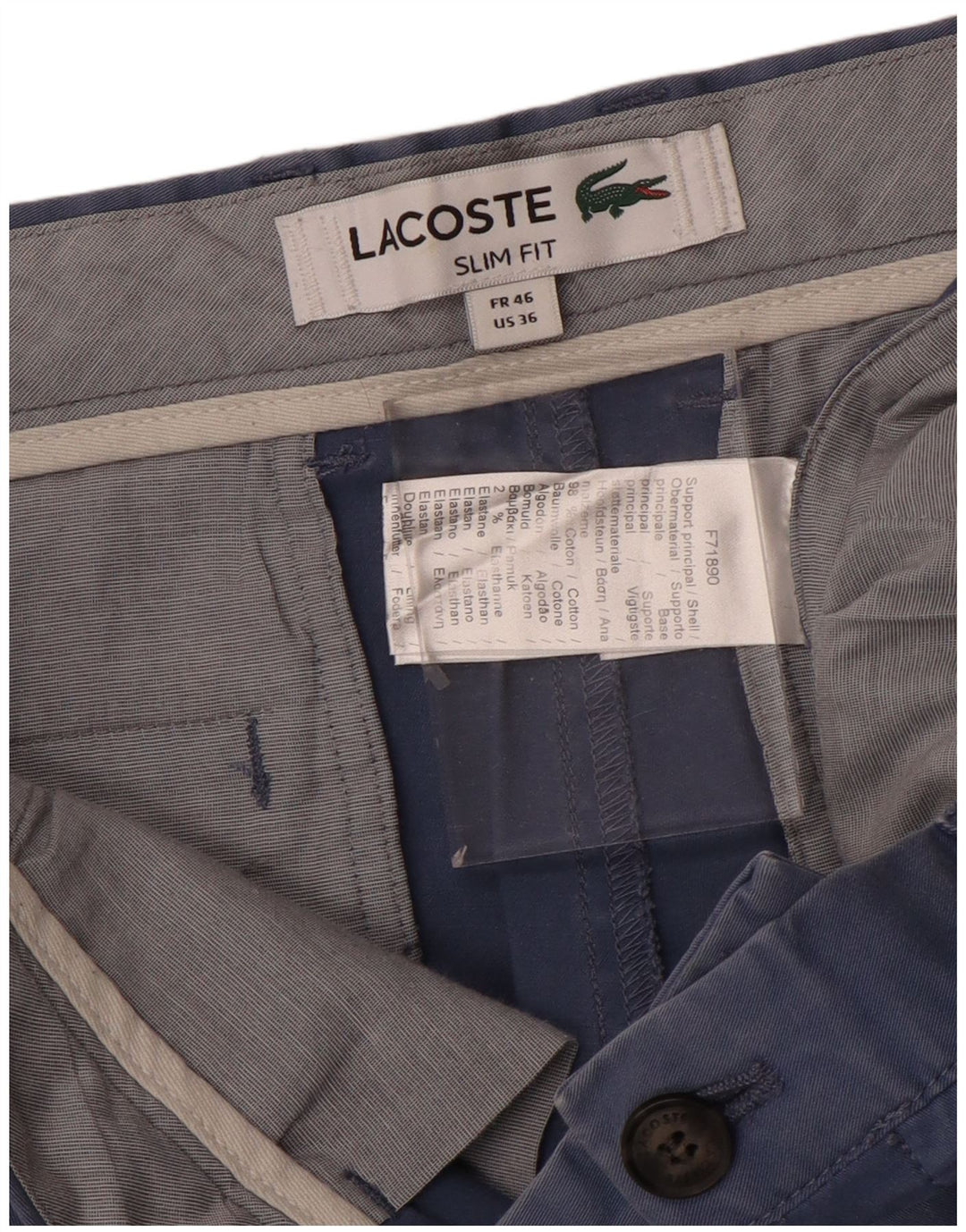 Lacoste Pantalones cortos chinos ajustados para hombre talla 46 grande W36 azul