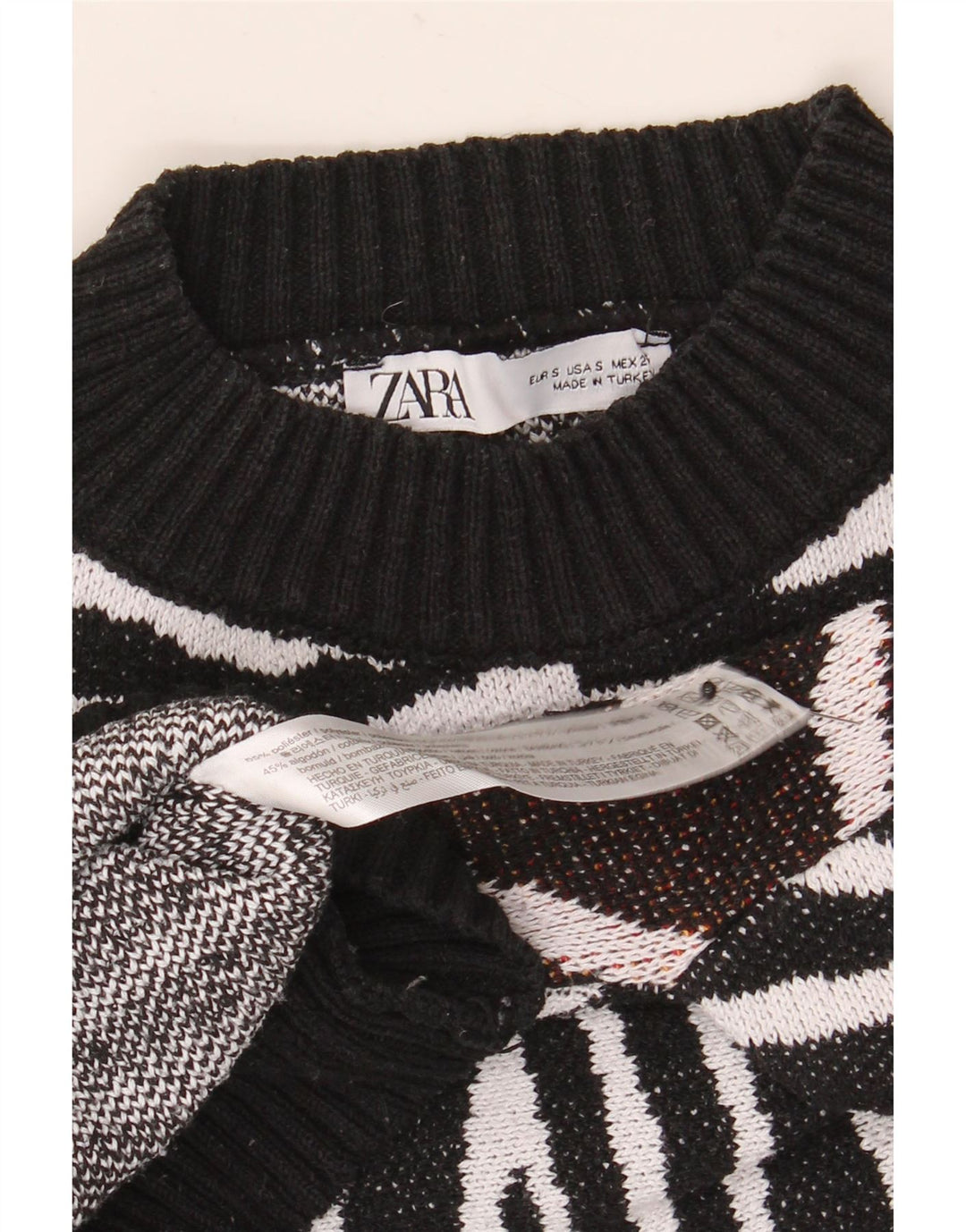 Zara Mujer Oversize Crop Turtle Neck Jumper Sweater UK 10 Small Negro