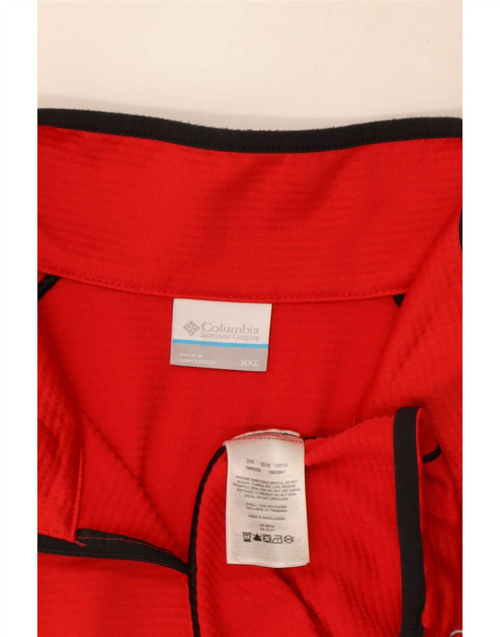 Columbia Jersey de forro polar con cuello y cremallera para hombre 2XL Poliéster a rayas rojas