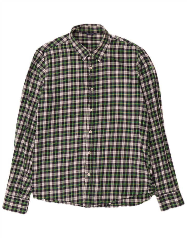 Camisa de franela para hombre Rifle Algodón a cuadros verde medio
