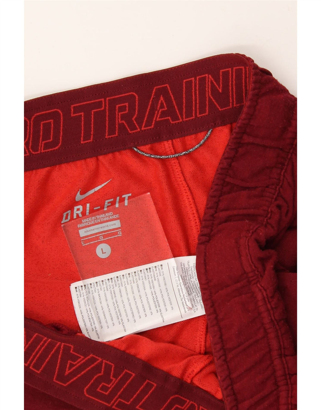 NIKE Mens Dri Fit Sport Shorts Large  Red Viscose Vintage Nike and Second-Hand Nike from Messina Hembry 