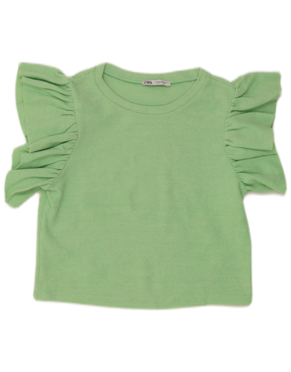 Zara Mujer Crop Top UK 10 Pequeño Verde