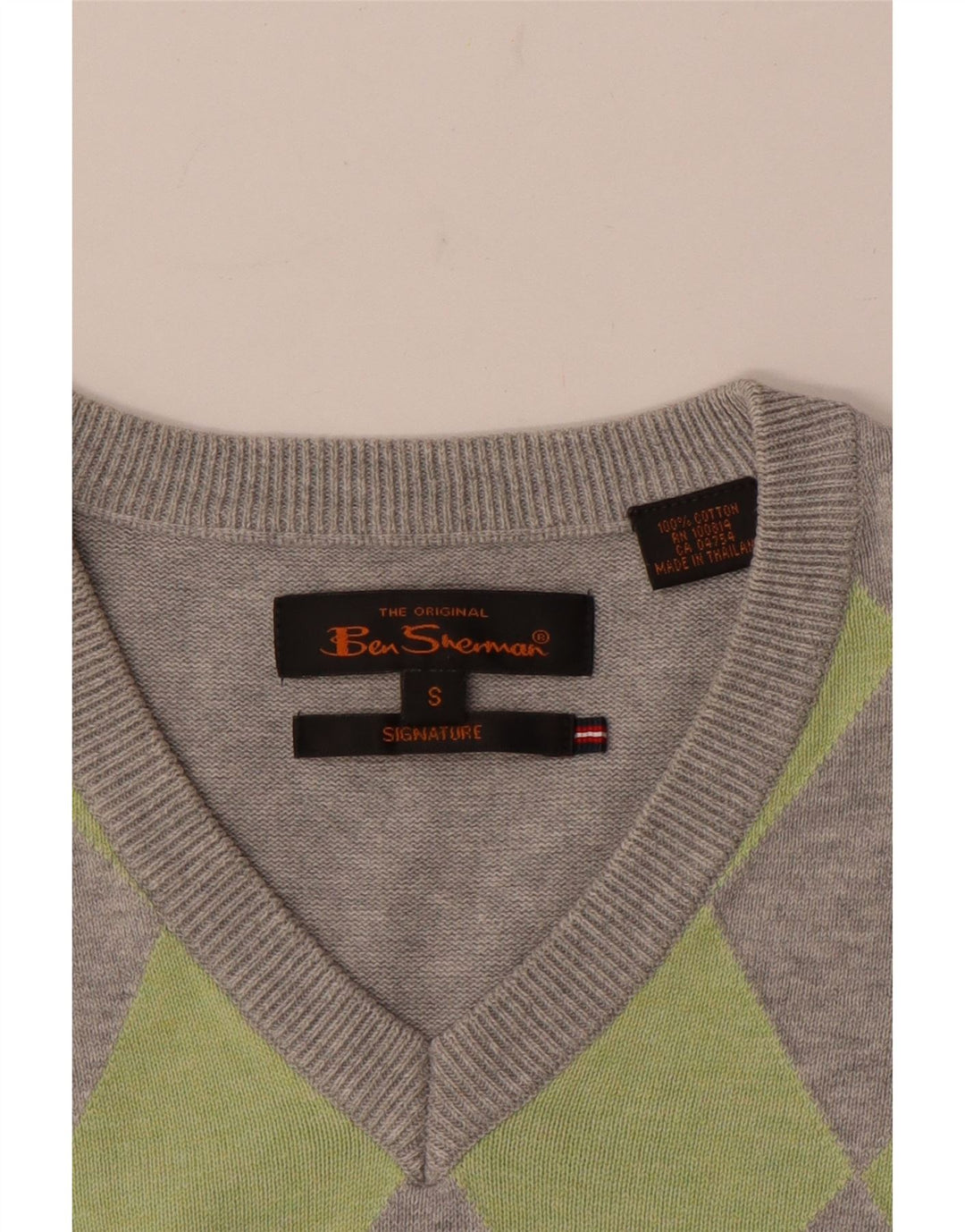 Ben Sherman - Camiseta sin mangas para hombre, talla pequeña, algodón gris Argyle/Diamond